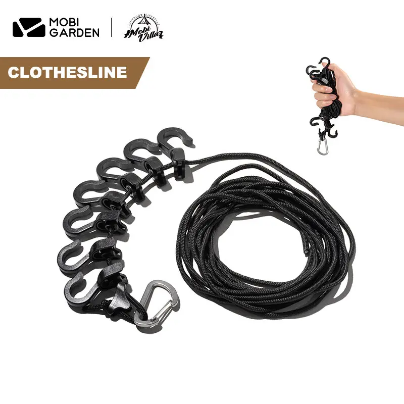

MOBI GARDEN Clothesline Outdoor Camping Clothesline Hanging Rope Travel Indoor Clothesline Hook Clothesline Windproof Rope