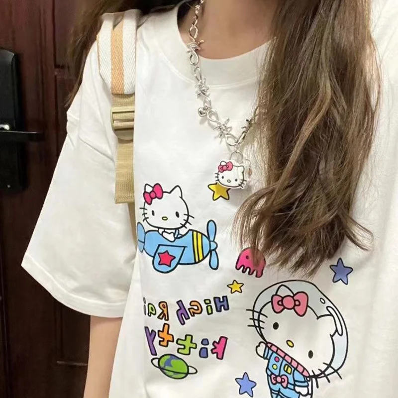 2023 New Japanese Hello Kitty Women T-Shirts Kawaii Sanrio C
