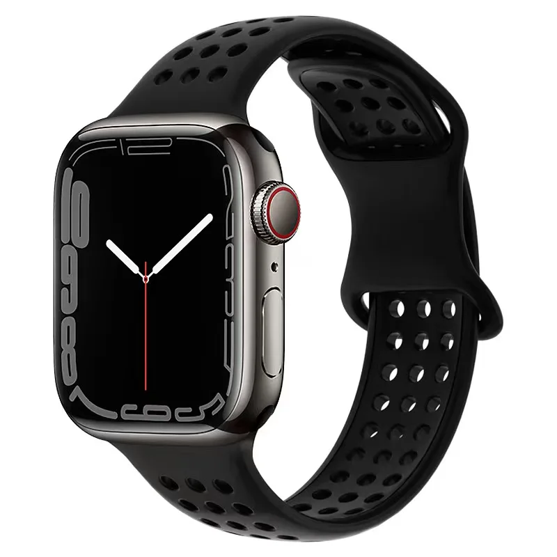 

Ремешок силиконовый для Apple Watch Band 45 мм 41 мм series 7 6 5 4 Correas Apple Watch se 44 мм 42 мм 38 мм 40 мм, спортивный браслет для смарт-часов