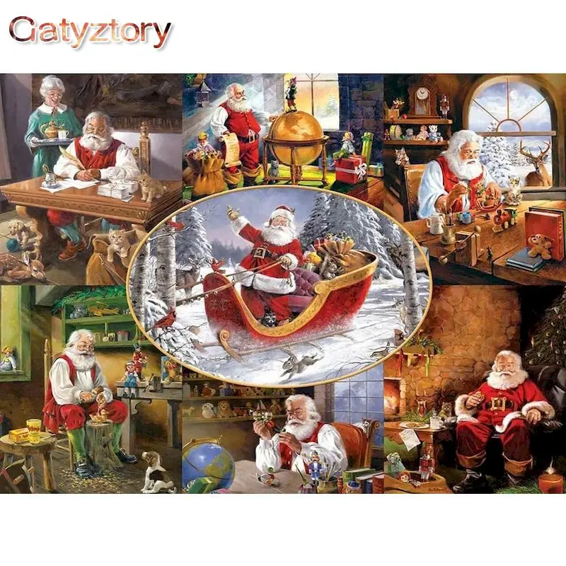 

GATYZTORY Painting By Numbers Kits For Adults Children Santa Claus Figure Oil Picture By Number 40x50cm Framed Home Art Craft