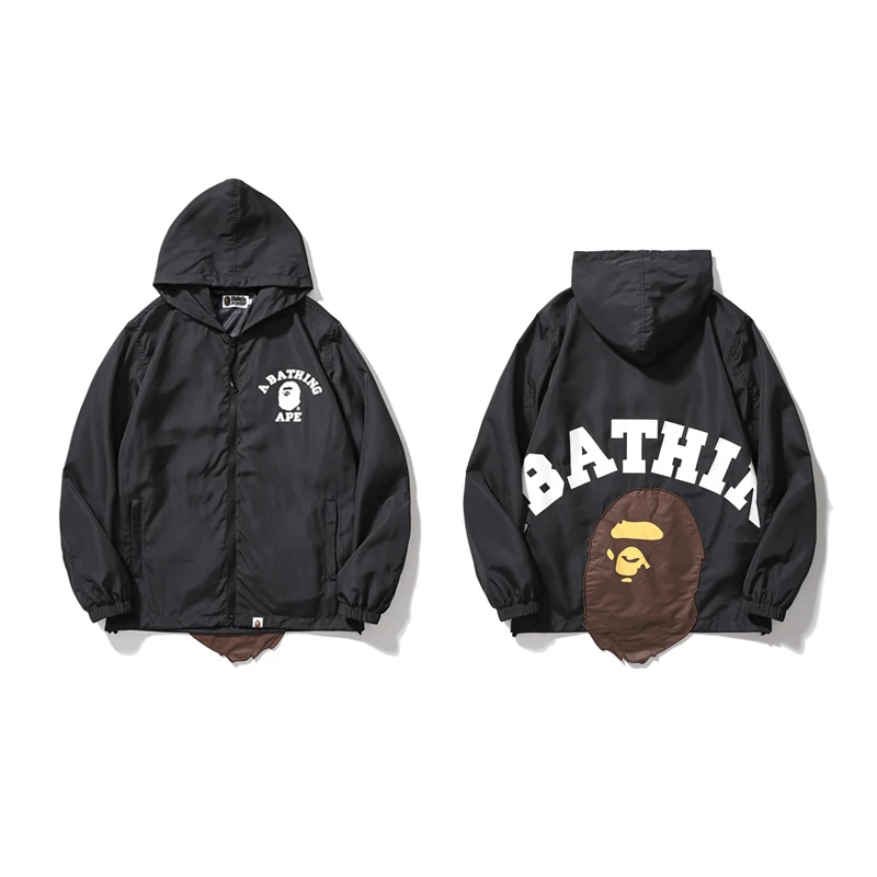 

Мужская ветровка с капюшоном и надписью, Повседневная Уличная куртка в стиле хип-хоп азиатского размера, 2023