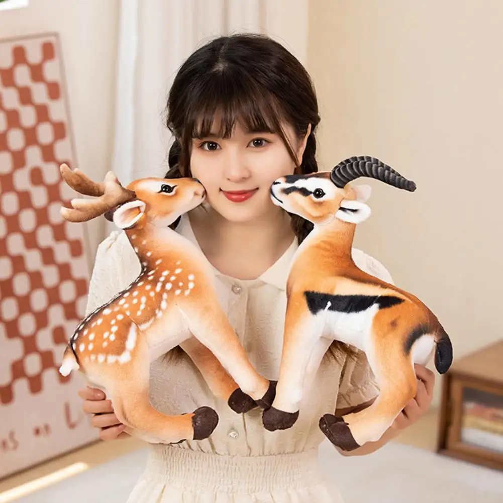 

Plush Realistic Sika Deer Plush Toy Antelope with 3d Eyes Cute Soft Stuffed for Zoo Souvenirs Photography Props for Wildlife