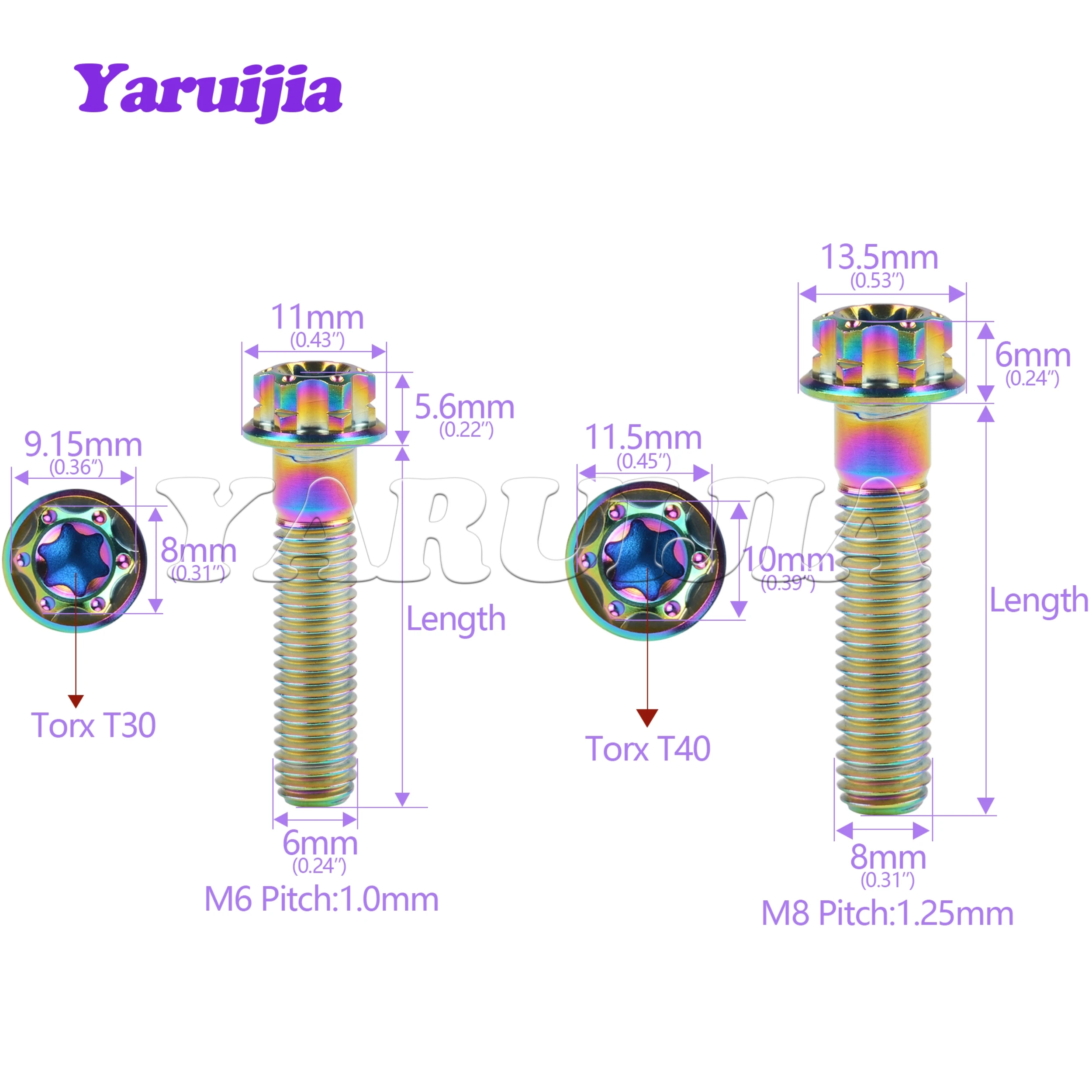 Фото Титановый болт Yaruijia M6/M8x10/15/20/25/30/35/40/45/50/55 мм, винты с нестандартной головкой для крепежных деталей мотоцикла №2