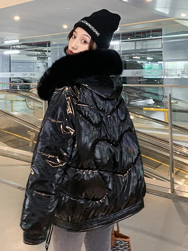 New Winter Jacket Women's Clothes Fur Hooded Short Parkas Thick Warm Cotton Padded Jackets Woman Winter Coat