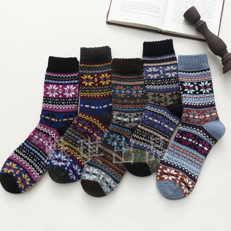 

5 Pair Women'S Imitation Mink Wool Solid Color Thickened Warm Rabbit Wool Socks