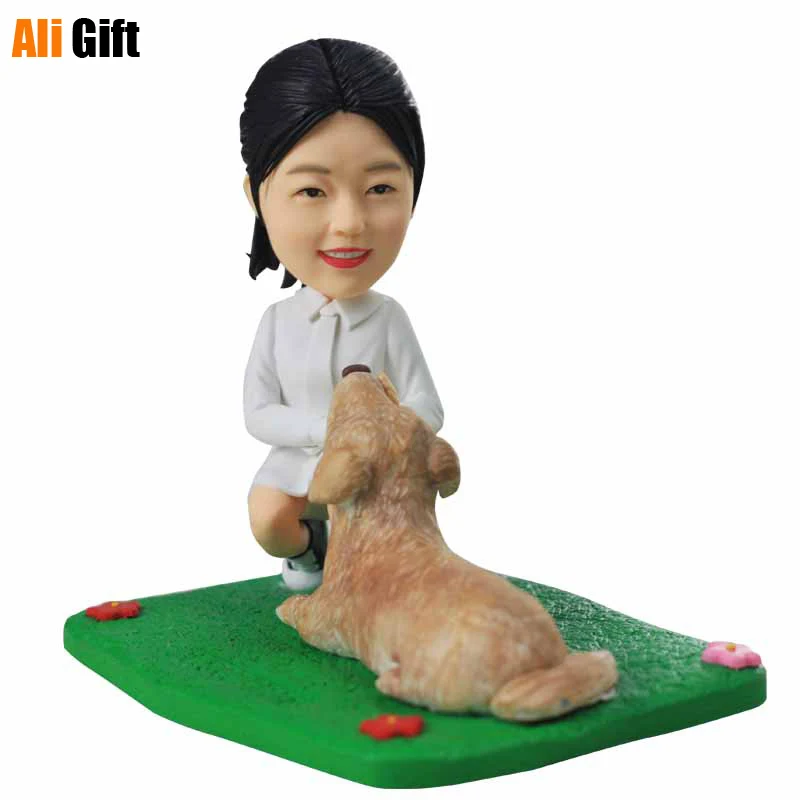 

Home with Cute Pet Modeling - Clay Sculpture Figurine Real Person Custom Pinching Portrait Doll Soft Pottery Gift Home Decore