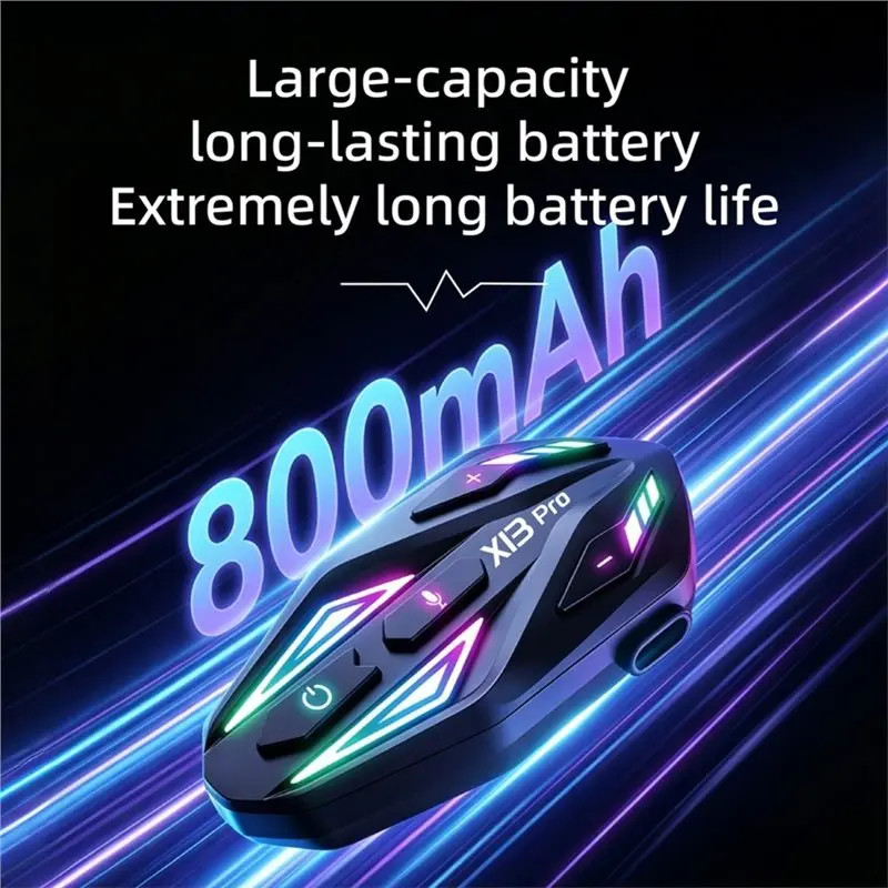 Фото НОВИНКА В НАЛИЧИИ - Bluetooth-гарнитура для мотоциклетного шлема X13 Pro, 1000 м, полнодуплексная интерком-гарнитура №5