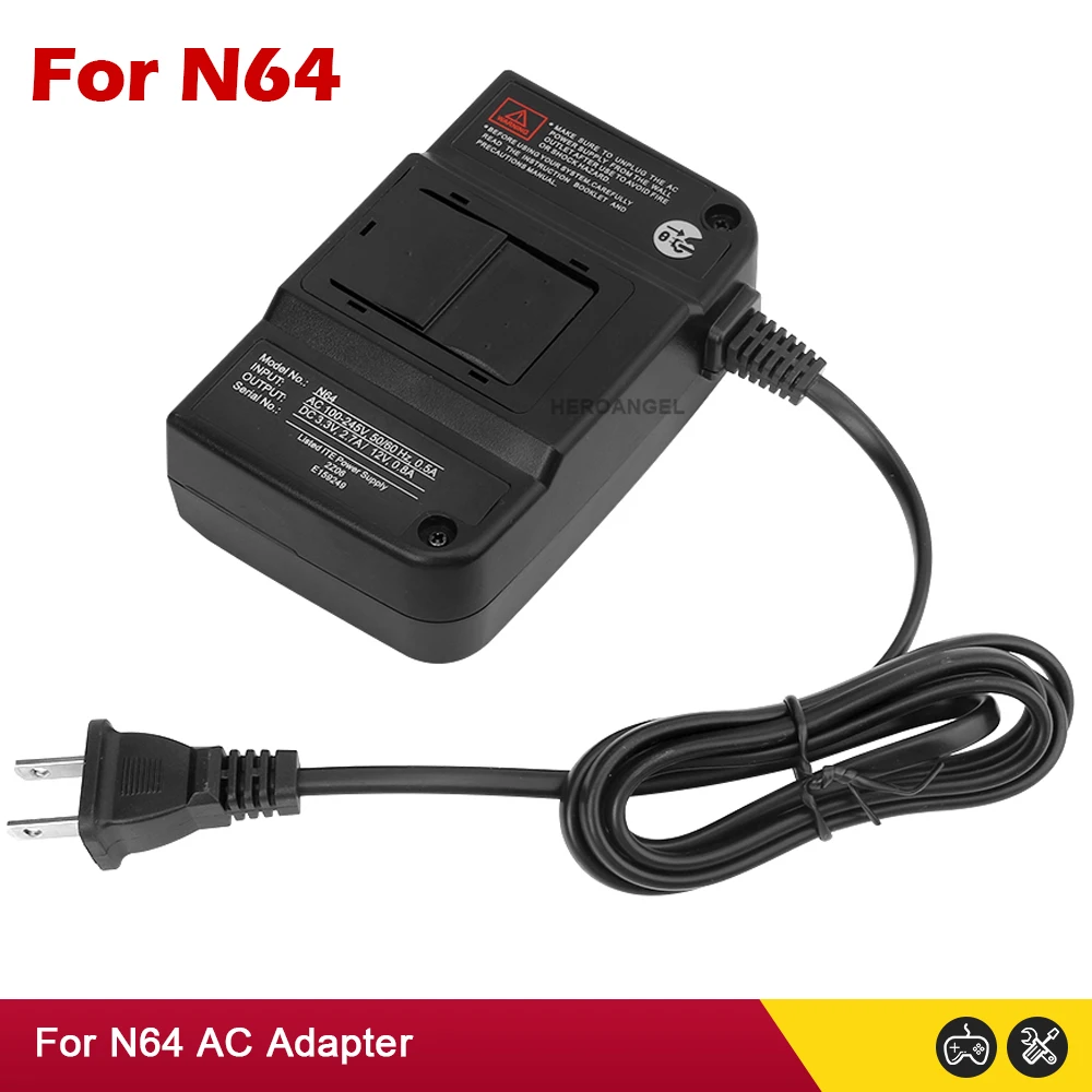 EU/US Plug Power Adapter Replacement Wall Power Supply AC 100V-240V Adapter Charger Cable Adaptor For N64 Game Console