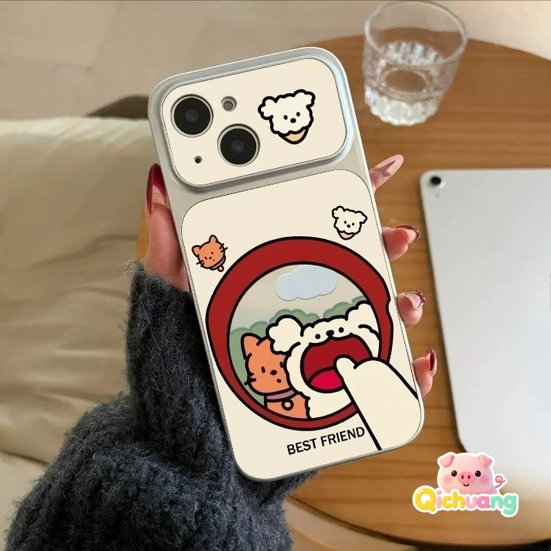Милый чехол для телефона с зеркалом и изображением щенка для Realme C100 C100i C85 Pro C83 C75X C73 C71 C67 C65 C63 C55 C53 C51S C35 C33, мультяшный чехол с собакой (art.: 3920dbcdbd62f) - 3920dbcdbd62f