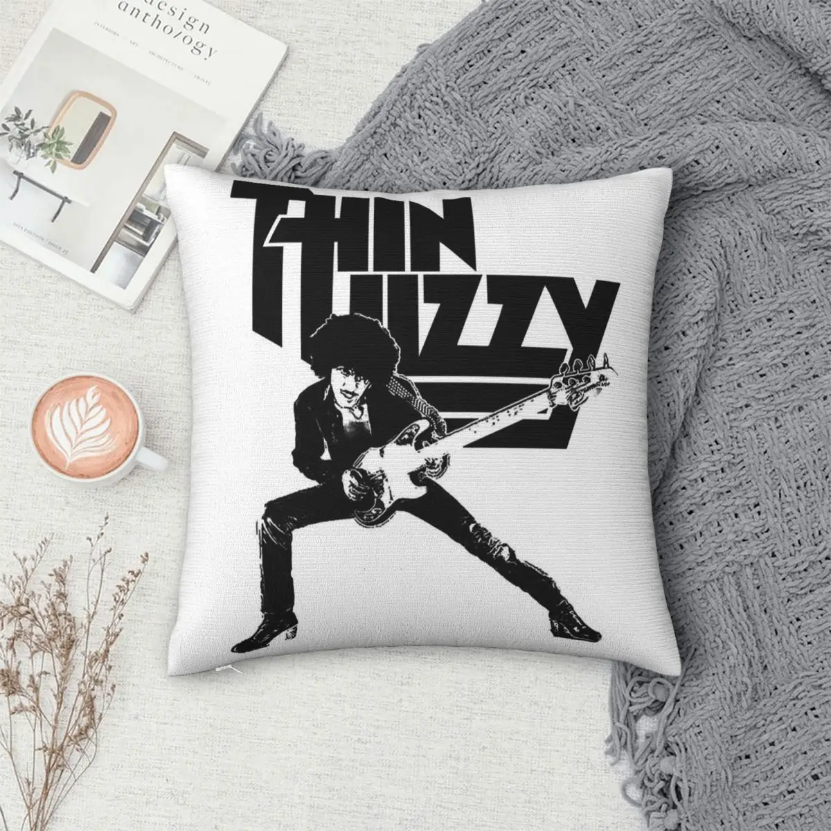 Фото Наволочка Thin Lizzy Phil Lynott из полиэстера, льна и бархата, креативный декор с застежкой-молнией, чехол для диванной подушки №4