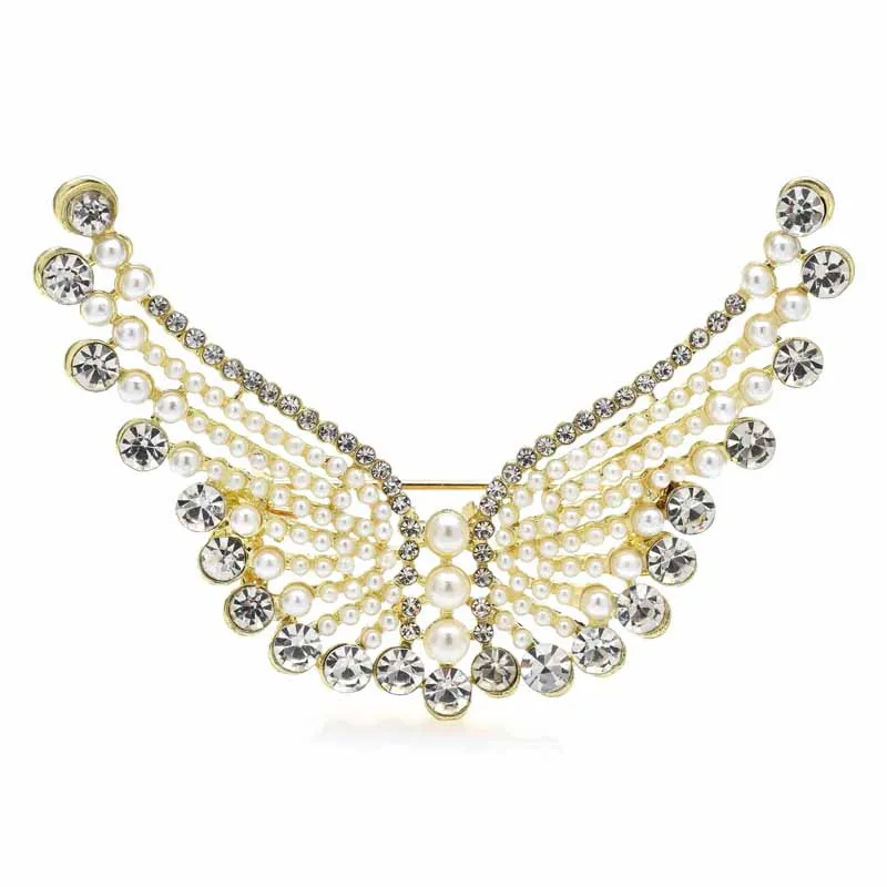 

Wuli&baby Flying Wing Brooches For Women Unisex Pearls Rhinestone Butterfly Insects Party Office Brooch Pin Gifts