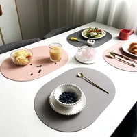 nordic style placemat set creative oval western leather placemats and coasters waterproof insulation pad kitchen accessories