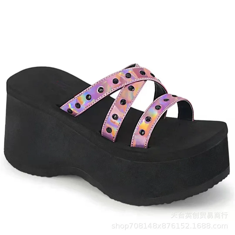 

Brand Design Gothic Style Vampire Cosplay Platform Wedges Woman Shoes Sandals Summer Cosy Fashion Women Shoes Slipper Sandals