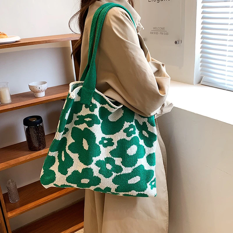 

Floral Graphic Woven Handbags Women 2022 New Fashion Large Capacity Shoulder Shopping Bag Casual Simple Office Lady Hand Bags