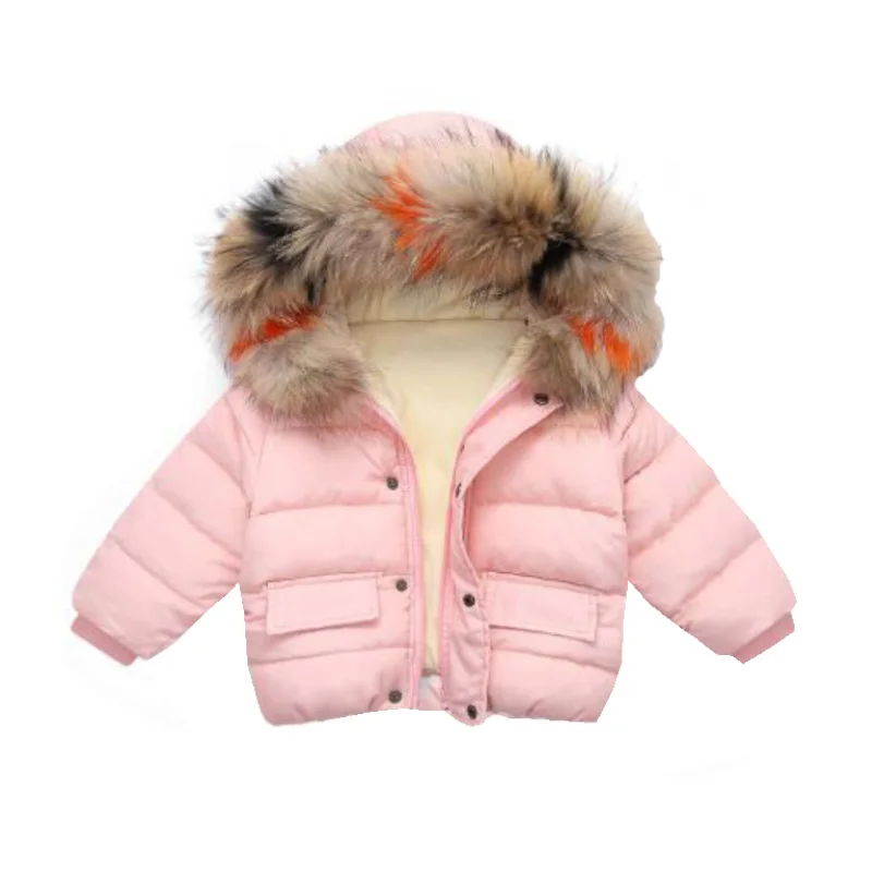 

Зимняя пуховая теплая куртка с капюшоном для мальчиков и девочек 0-30 градусов, новая модель зимней детской одежды с меховым воротником, паль...