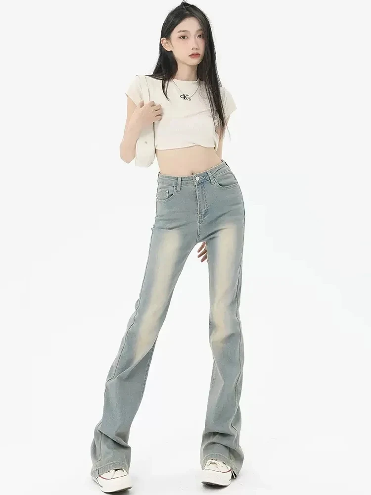 

Wide Leg Jeans Women Elastic High Waist Skinny Mom Oversize Casual Winter Trousers Streetwear Denim Pant Trousers