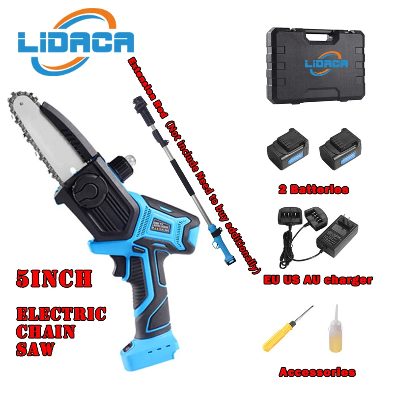 

16.8V/2A 5 inches Electric ChainSaw Portable Electric Pruning Saw Woodworking Electric Saw Garden Logging Mini Lithium Battery