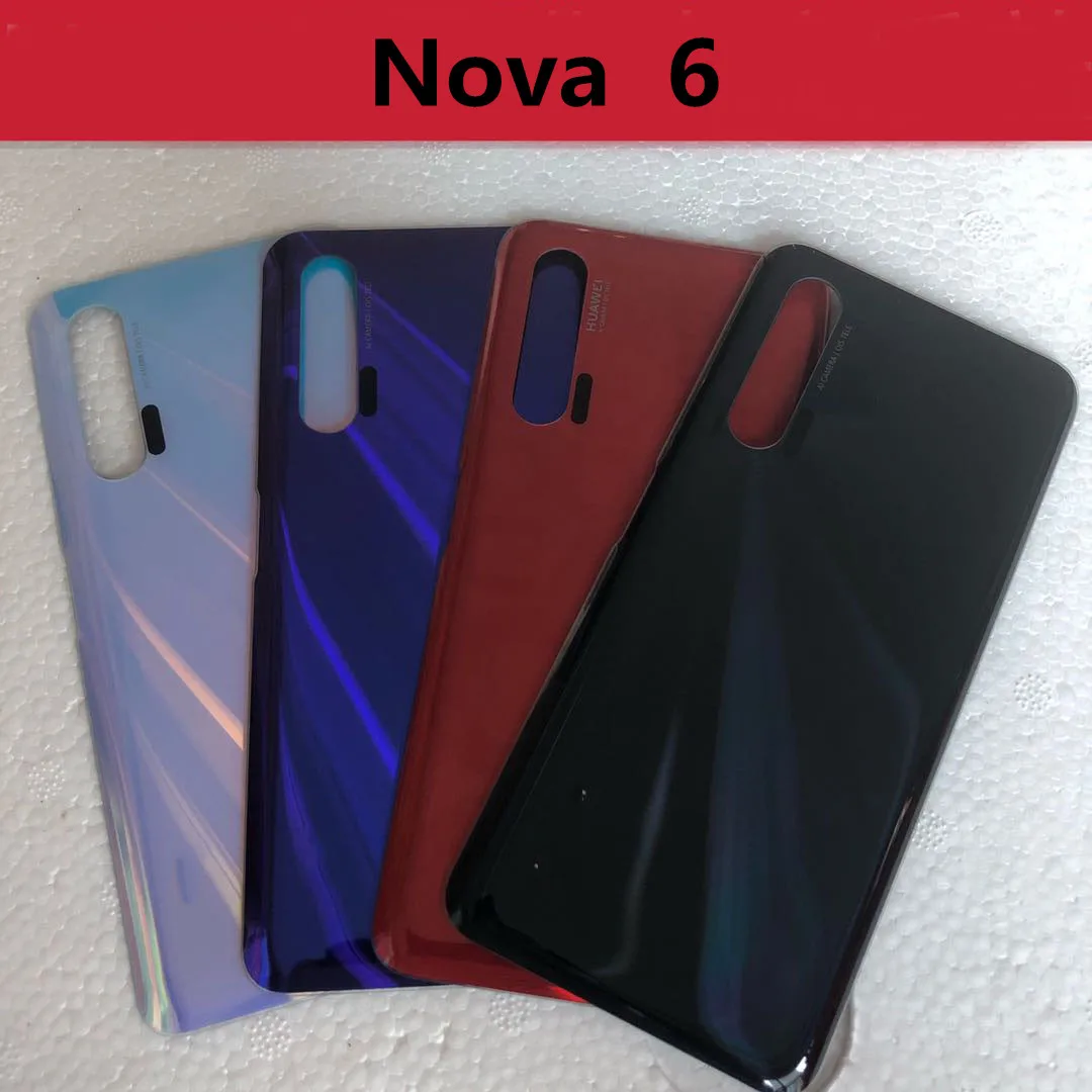 

New For Huawei Nova 6 Back Battery Cover Door Rear Glass Housing For Huawei Nova6 Battery Cover WLZ-AL10 Without Camera Lens
