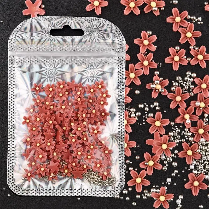 

100 шт./лот разноцветные акриловые цветы с бусинами, заполнение эпоксидной смолой для ногтей, изготовление ювелирных изделий «сделай сам», си...