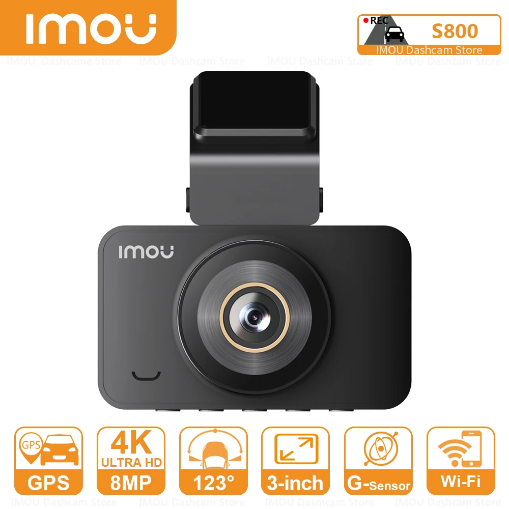 IMOU 8MP 4K Ultra HD DashCam S800 DVR for Car With IPS Screen 24H Parking Support GPS Camera Collision Detection Voice Control