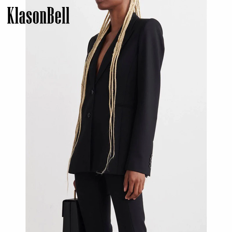 

7.13 KlasonBell Back Print Letter Casual Fashion Black Blazer Women