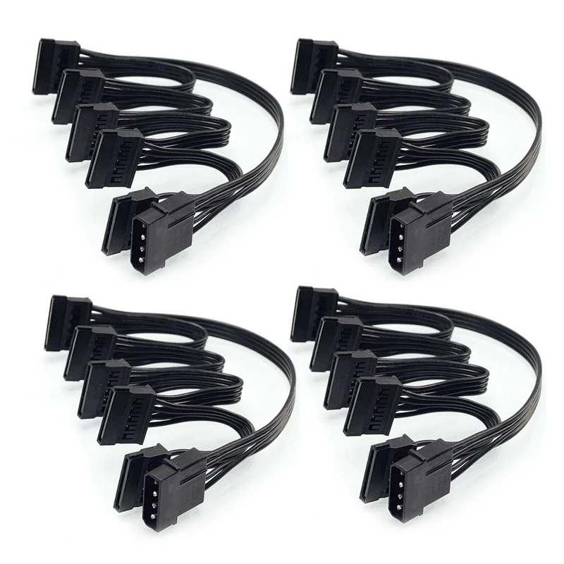 

Top Deals 4X 4Pin IDE To 5-Port Power Supply Cable 4Pin Molex To Multi SATA Port 18AWG Wire Power Cord For Hard Drive HDD SSD PC