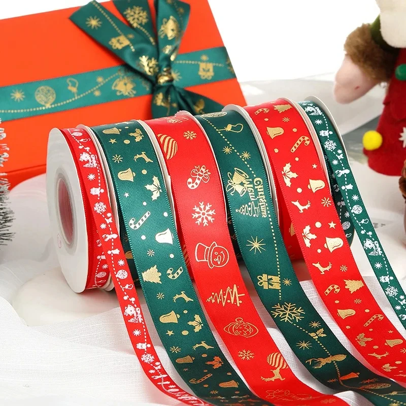 

Christmas Series Ribbon 25yards/roll 10mm 25mm Printed Ribbons for DIY Xmas Tree Gift Box Decor Cake Bouquet Gift Packing Decor