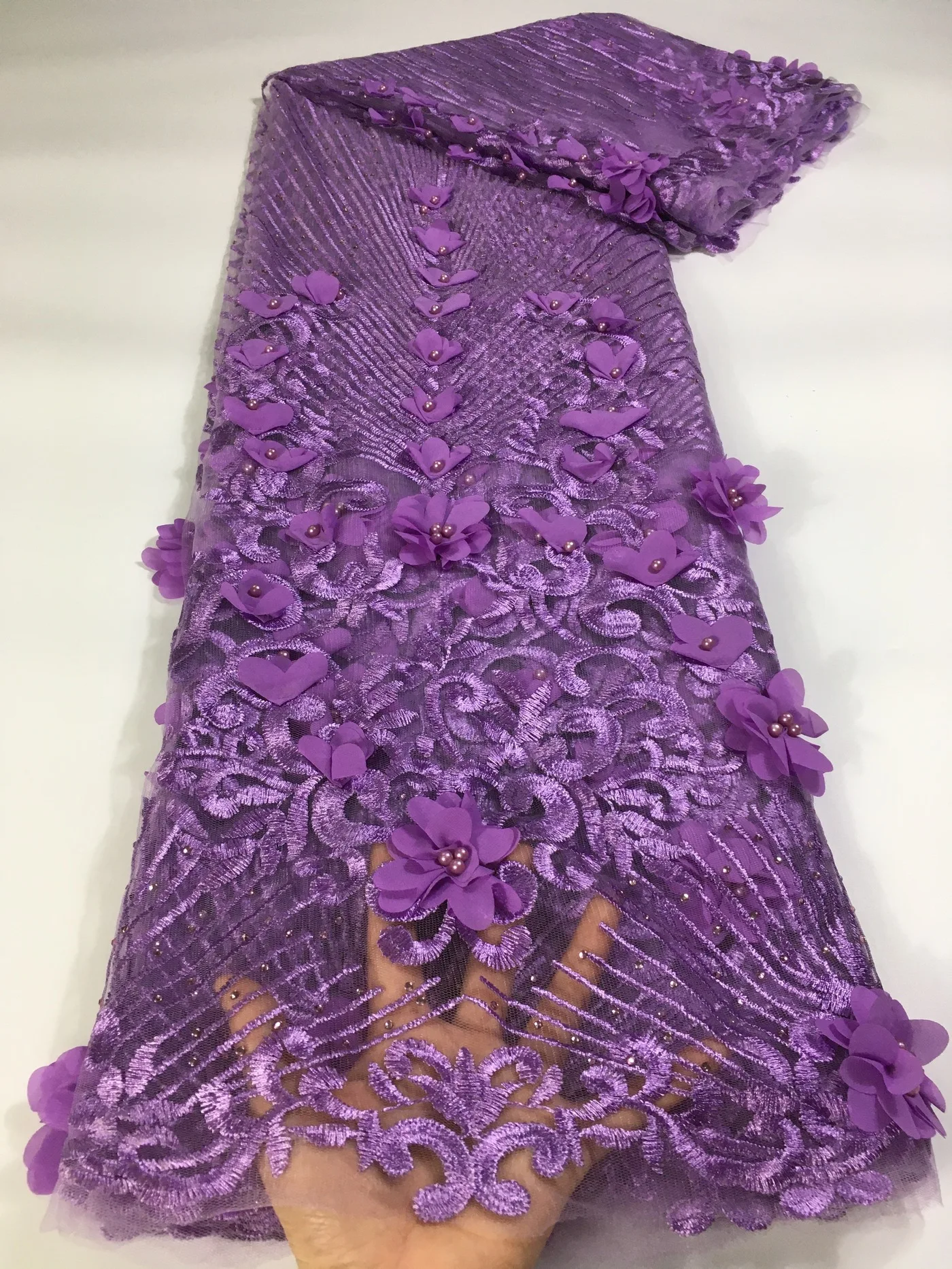 Модная красная кружевная ткань с 3D цветами 2022 Высококачественная африканская