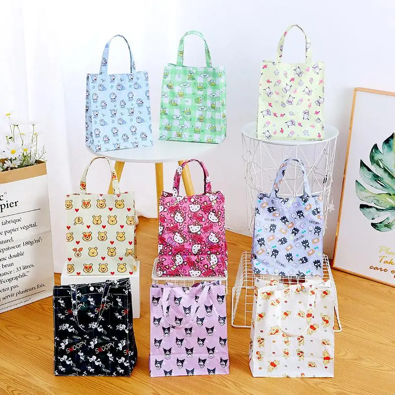 

Kawaii Sanrios Kuromi Hellokitty Cartoon Pochacco Cute Kerokero Portable Simple Large-Capacity Portable Canvas Lunch Bag Toys