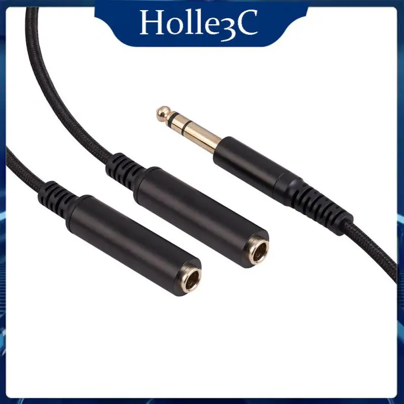 

Black 6.35 Mm Male To 2 6.35 Mm Female Adapter Cable Audio Cable Aluminum Alloy Shell Parallel Direct Connection 30cm