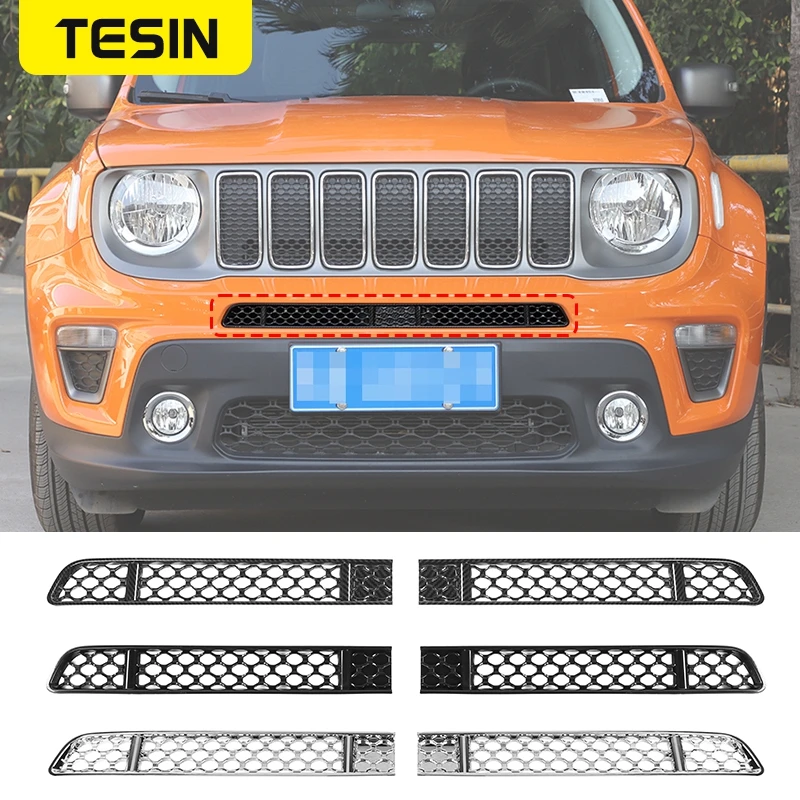 

For Jeep Renegade 2019 2020 2021 Front Grille Mesh Insect Net Decoration Cover Trim Sticker ABS Chrome Car Exterior Accessories