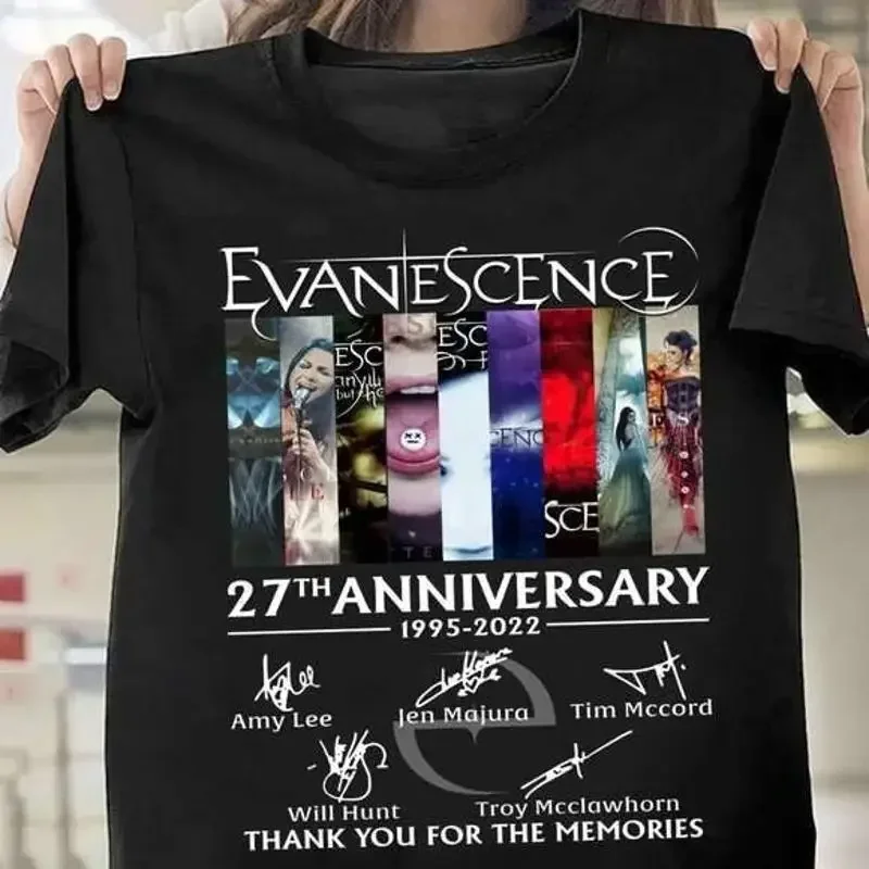 Фото Винтажная хлопковая черная футболка Evanescence Band к 27-летию группы, размер S-4XL, BL130 №1