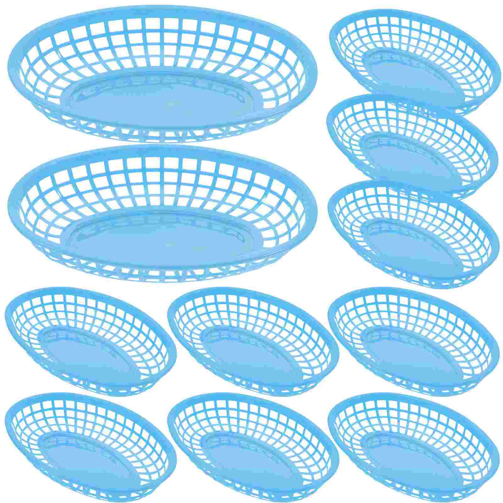 

12 Pcs Plastic Food Basket Snack Oval Bread Baskets Fruit Storage Desktop Pp Tray