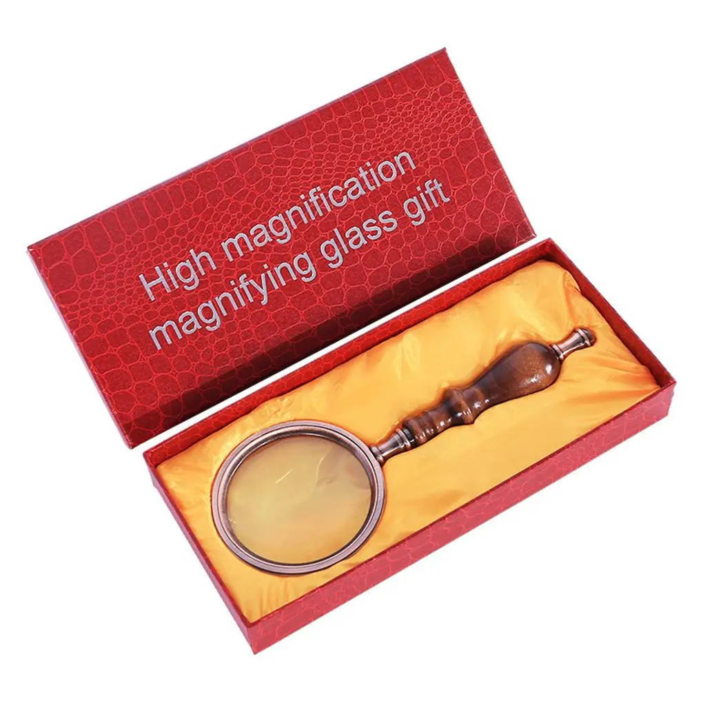 

Portable Classic Book Reading Wooden Magnifying Glass 10x Vintage Magnifier Birthday Holiday Gift