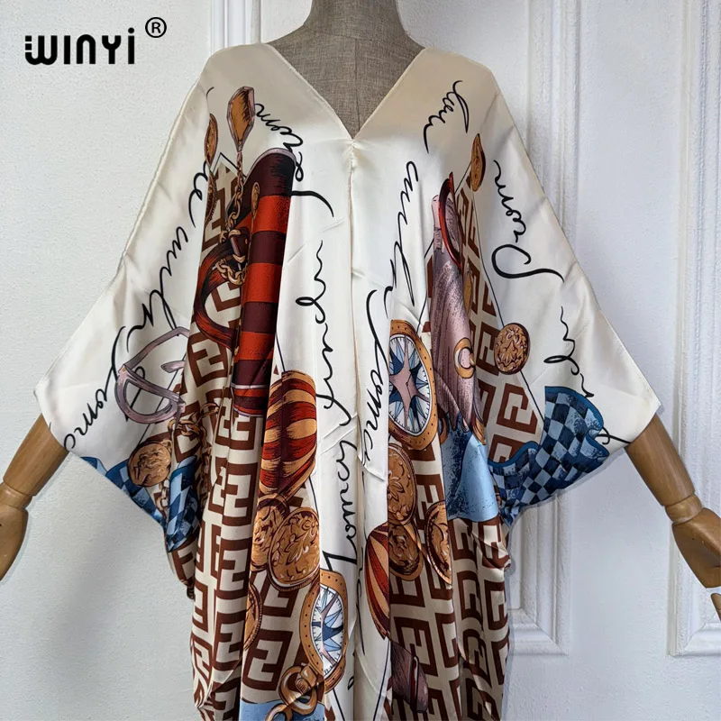 WINYI летнее Африканское платье с V-образным вырезом пляжная одежда принтом для