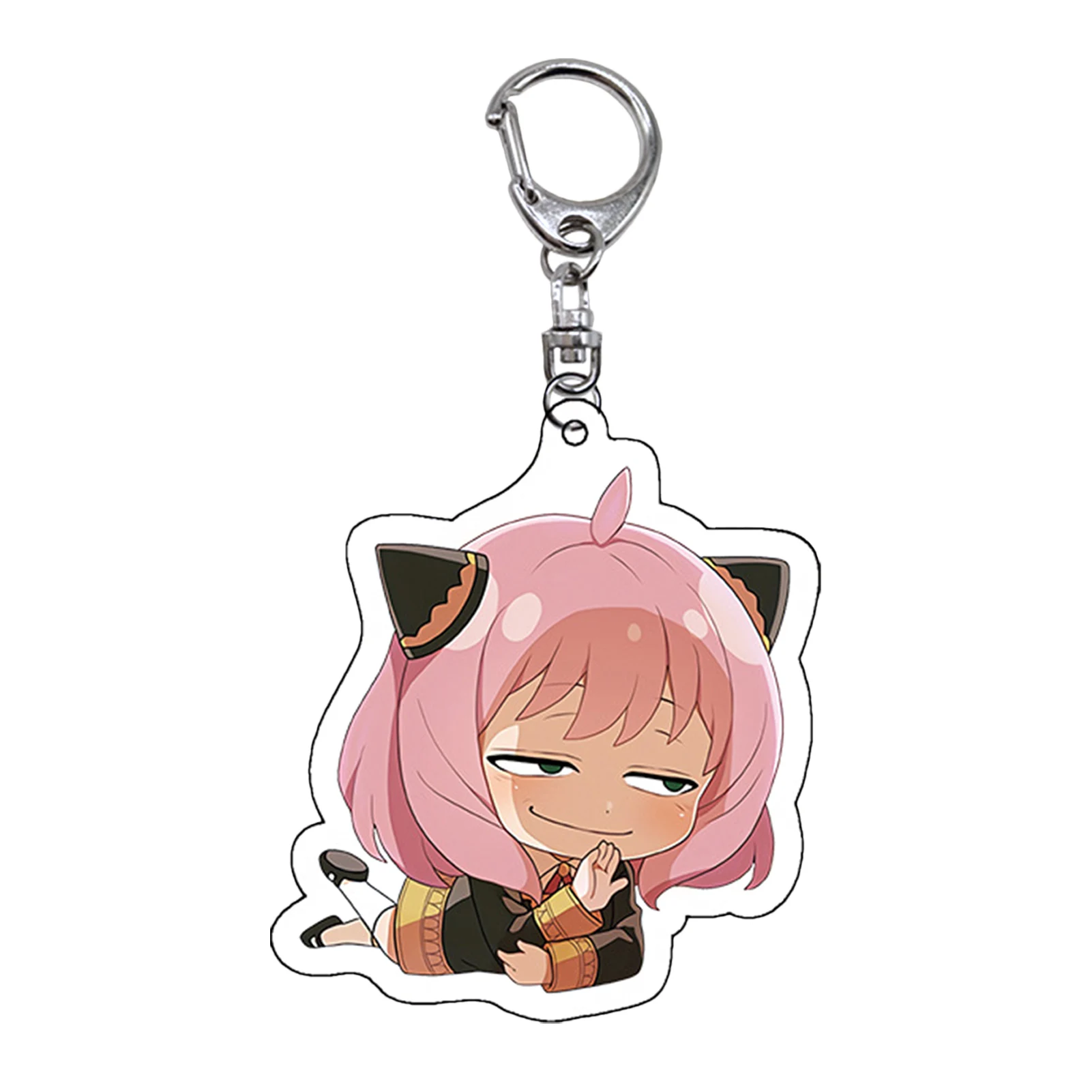 

Anime Keychain Cartoon Print Loid Forger Yor Forger Anya Forger Acrylic Key Holder Stainless Steel Keyring Jewelry Gifts Props