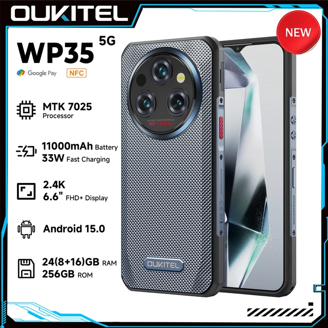 Прочный телефон Oukitel WP35 MTK 7025, 5G, 11000 мАч, 6,6 дюйма