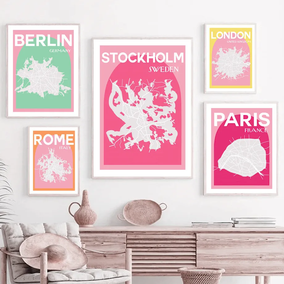

New York Paris London Berlin Tokyo Rome Wall Art Canvas Painting Nordic Posters And Prints Pictures For Living Room Home Decor