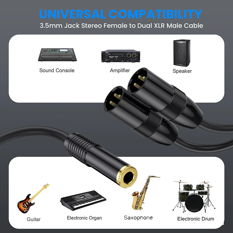 2в1 6 35 мм мама на XLR 3-контактный удлинительный кабель для студийного микрофона