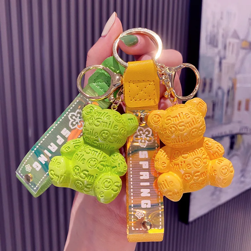 

Resin Letter Bear Cute Keychain Fun Keyring Cartoon Bag Pendant Car Key Chain Ring Holder Creative Gift for Kids