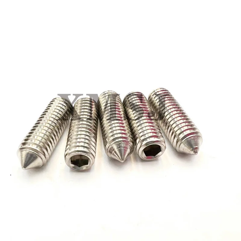 

1/50pcs M5 M6 M8 M10 M12 M16 DIN914 304 stainless steel Hex Hexagon Socket Cone Point Grub Set Screw Allen Head Tapered End Bolt