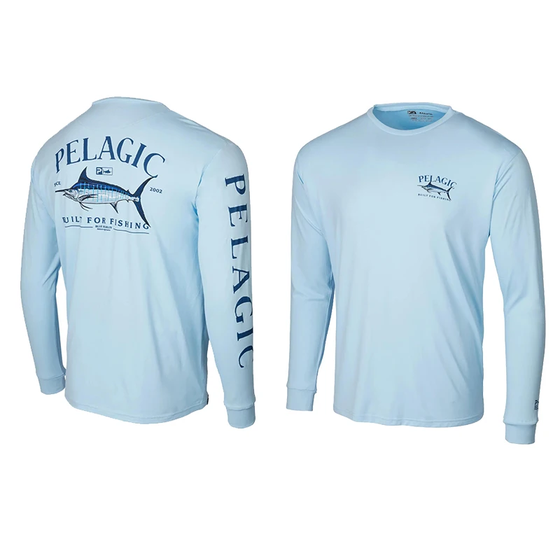PELAGIC Fishing Shirt Men Summer Outdoor Fishing Clothing Sunscreen Long Sleeve Fish Print Casual Shirts Anti-UV Fishing Shirts enlarge