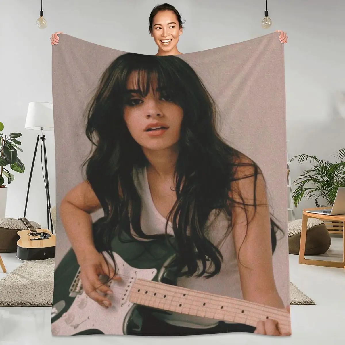 Мягкое прочное одеяло Camila Cabello певица гитара дорожное зимнее фланелевое