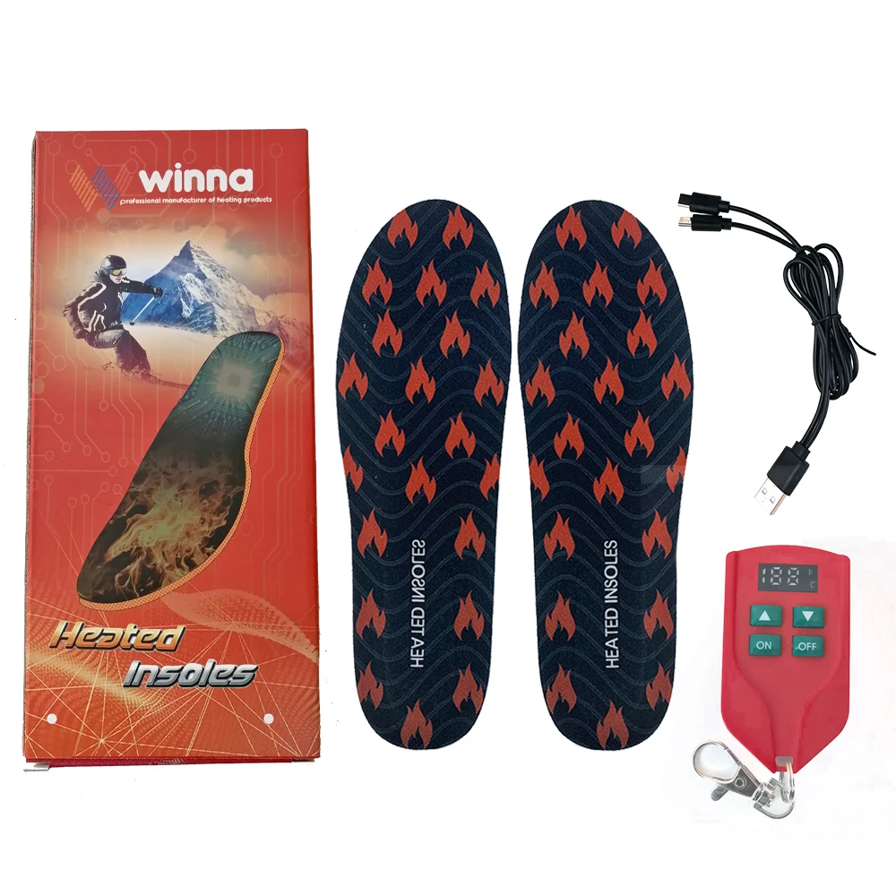2000mAh Rechargeable Heated Insoles Winter Foot Warmer Shoes Insoles Insert Soles for Men Women Ski Hike Fish Hunt Outdoor Sport