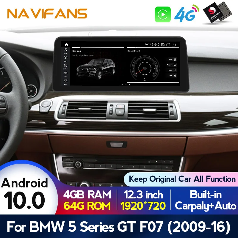 

Автомобильный мультимедийный плеер 12,3 дюйма, Android 10, для BMW 5 серии GT F07 2009-2016, GPS-навигация, FM-радио, стерео, CarPlay, авто, 4G, Lte, Wi-Fi