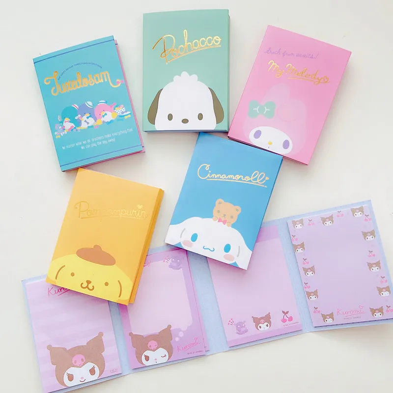 

Kawaii Sanrio sticky notes Hello Kittys My Melody Kuromi Accessories Cute Beauty Cartoon Note Paper Message Toys for Girls Gift