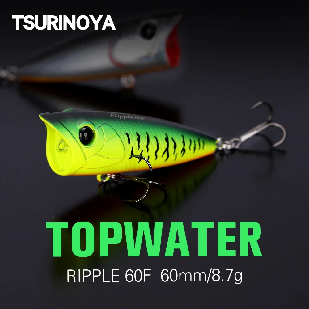 TSURINOYA Поппер рыболовная приманка 60F Topwater плавающий воблер 60 мм 8 7 г волнистая