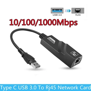 USB 3.0 Wired 10/100/1000Mbps USB Type C To Rj45 Lan Ethernet Adapter Network Card for PC Macbook Windows 10 Laptop Super Speed