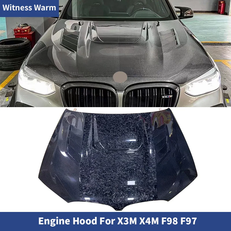 Кованый сухой капот двигателя из углеродного волокна для BMW F97 X3M F98 X4M комплект