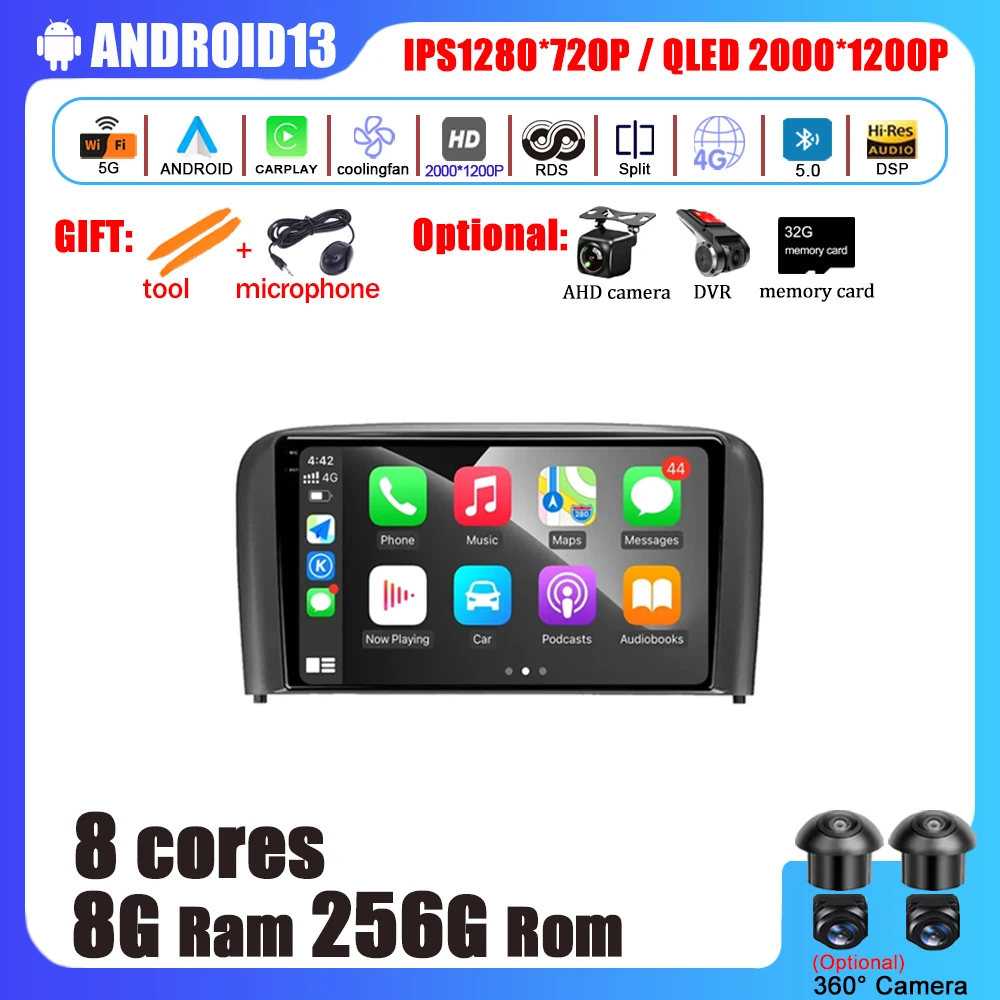 

Android 13 Car Accessories For Volvo S80 1 1998 - 2006 Free 8 cores IPS Car Radio Multimedia Player Carplay No 2Din 2 Din DVD